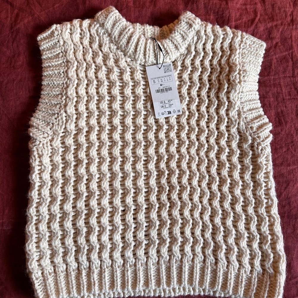Zara Cream Knit Vest NWT - Picture 1 of 4